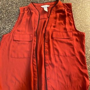 H&M Red Sleeveless Blouse